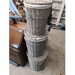 Set of 3 linen baskets.