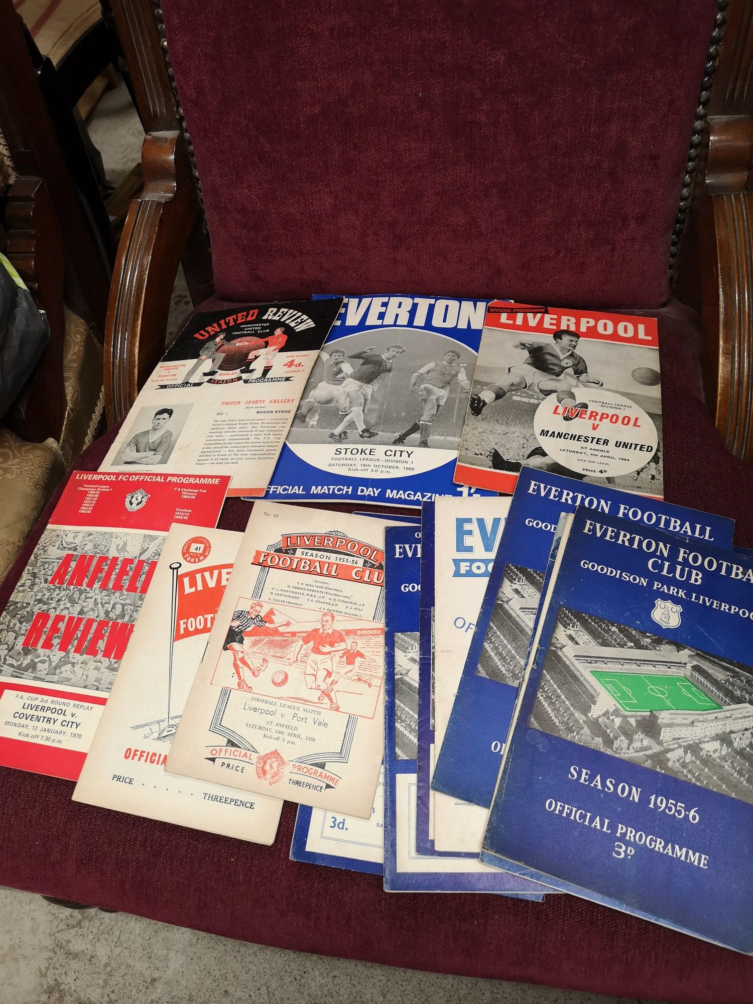 Lot of 1950 to 1970s football programmes to include Manchester United, liveepool fc Everton fc.