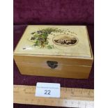 Mauchline ware box depicting Edinburgh Castle from grass Market.