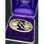 Silver Hall marked double rose bud brooch.