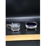 2 Silver Hall marked salts with blue liners.