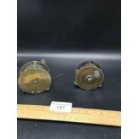 2 antique brass fly fishing reels.