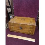 Antique inlaid ladies jewellery box with fitted interior.