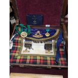 Masonic appron scottish Lodge buchlyvie no1268 with medals etc.