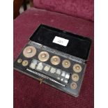 Set of griffen and tatlock limited scales weights in fitted bakelite box.