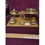 Set of quality postal scales with fitted brass weights.