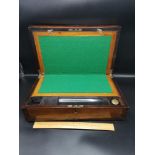 Large antique writing box with fitted interior to include inkwell.