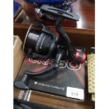 New Boxed angling pursuit fishing reel with line.