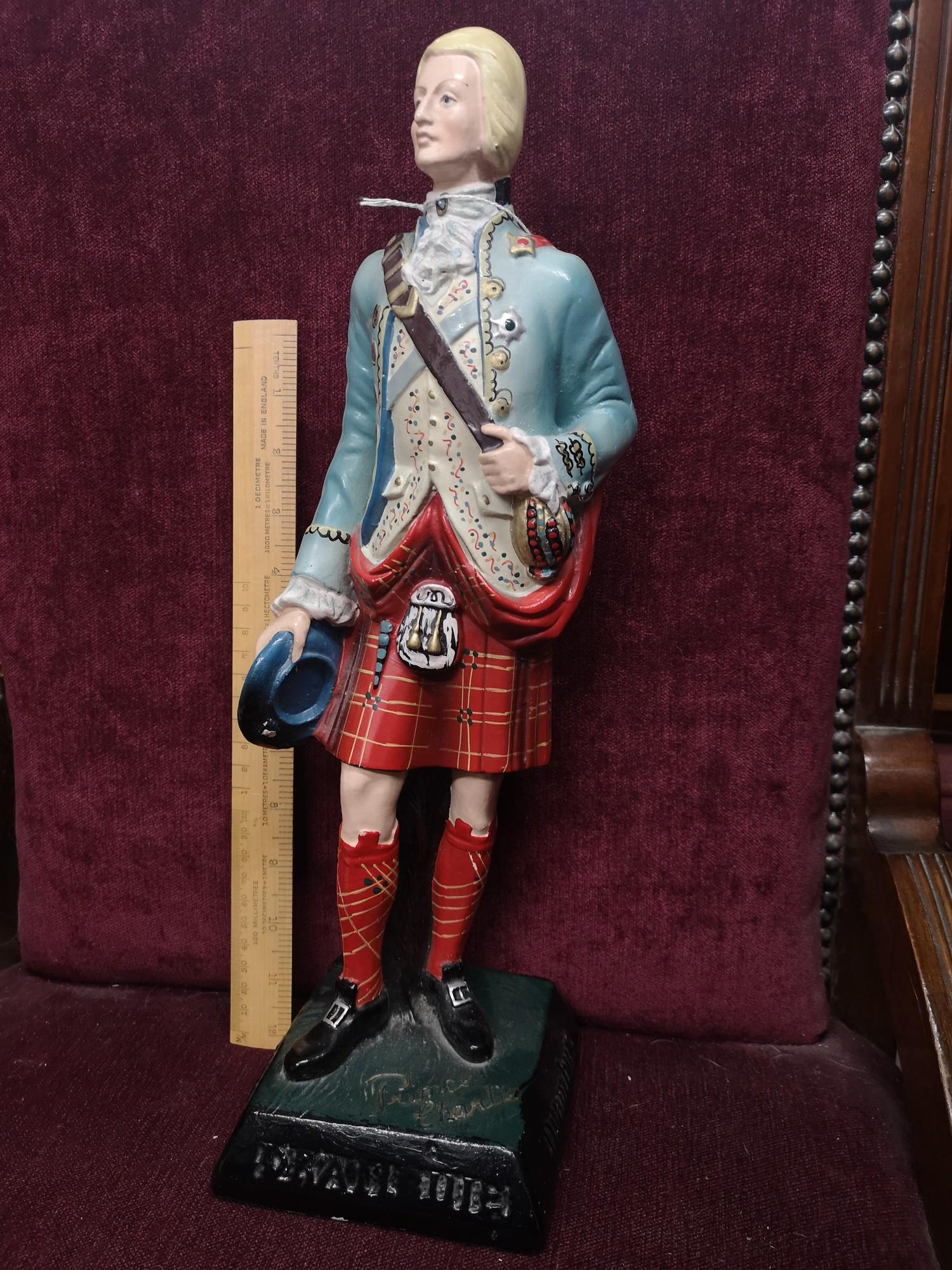 Large Dranbuie bonny Prince Charlie advertising figure. 15 inches high.