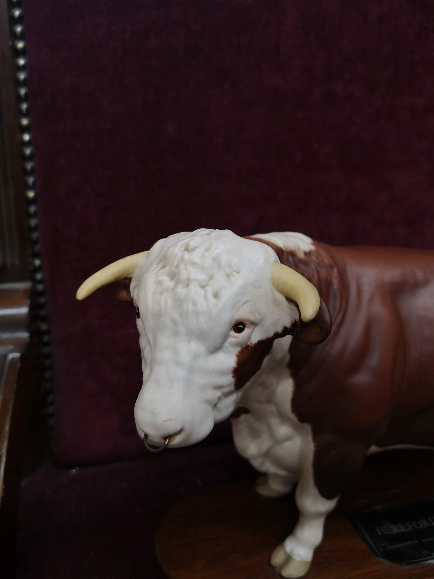 Large Beswick connoisseur Hereford bull on plinth. - Bild 2 aus 2