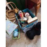 Box of collectables. Wicker baskets are not in this lot..