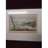 Large watercolour depicting loch scene signed Robert houstory.