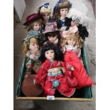 Box of porcelain dolls.