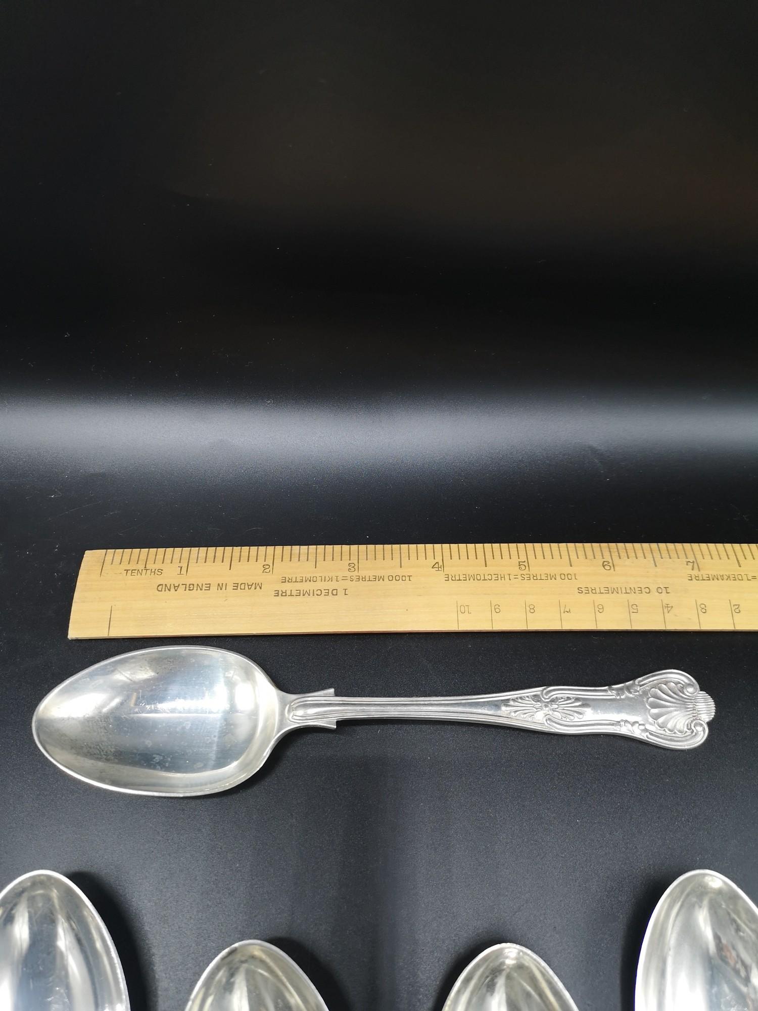 Silver Hall marked london set of 12 Kings pattern desert spoons maker AHN. 736 grams.. - Bild 2 aus 4