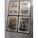 Set of 4 vintage London illustrated news pictures framed.