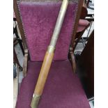 Wood bound brass single-draw telescope "J B Lehoy 51 cm when closed.