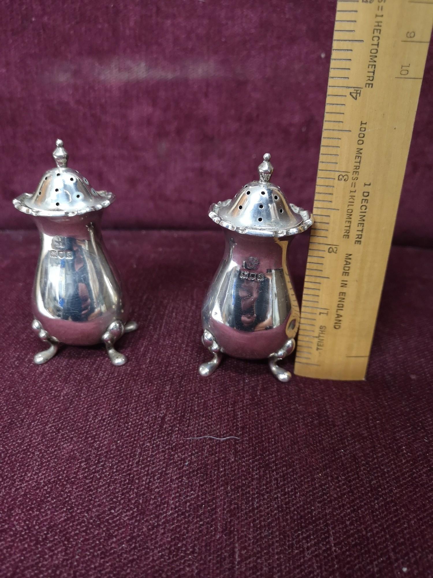 Pair of silver Hall marked pepperette s. - Image 2 of 2