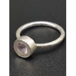 Silver 925 Amethyst Stoned Ring (Size N)