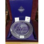 Boxed large Edinburgh Crystal victorian anniversary plate with presentation box.