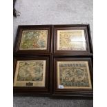 4 vintage map print pictures.
