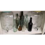 Shelf of old glass bottles etc.