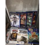 Shelf of PlayStation 2 games.