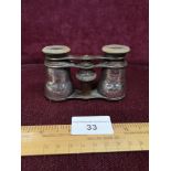 Pair of silver Hall marked / mother of pearl ladies opera glasses.