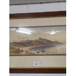 Coastel scene water colour signed BS Goatfell dated 1896.