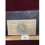 Bank of Scotland one pound sterling note Edinburgh dated 9th of September 1947 No G 0230515.