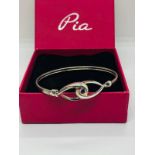 Designer 925 Pia silver & amethyst bangle, new, boxed 7.92grams..