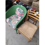 Green Lloyd loom tub chair together with other.