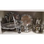 Shelf of plated wares.