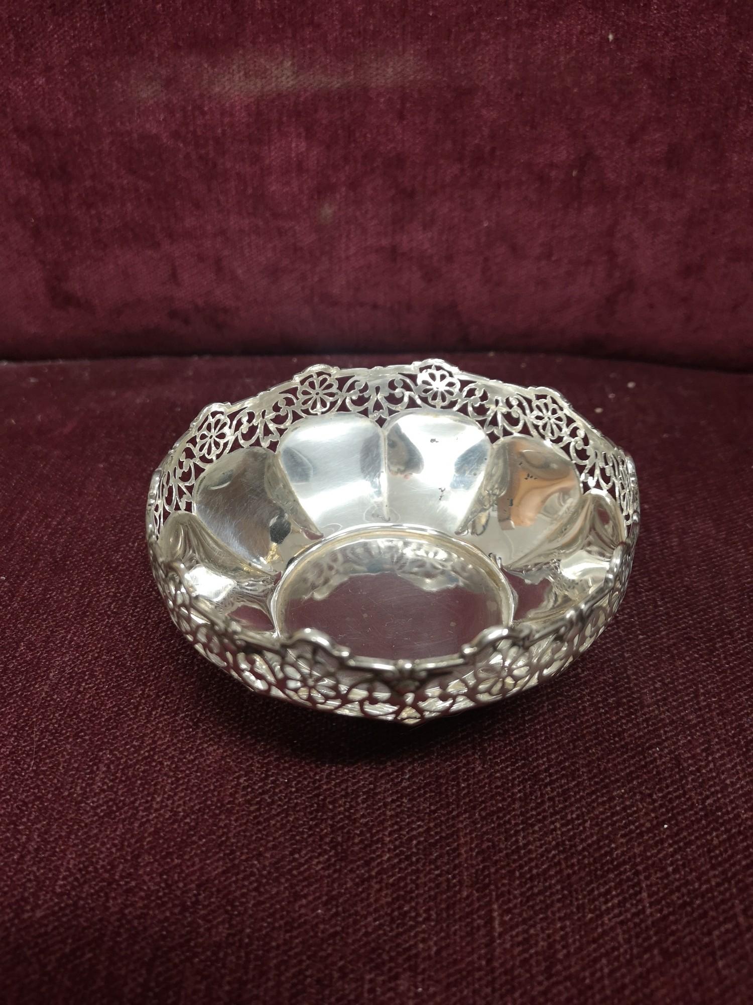 Silver Hall marked birmingham bowl with pierced top makers HM. - Image 2 of 3