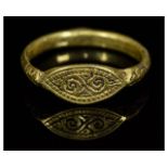 VIKING GOLD RING WITH RUNIC MOTIF