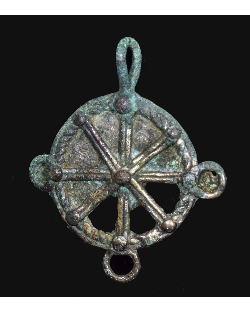 LATE ROMAN BRONZE PENDANT WITH CHI-RHO / STAR - Image 2 of 3