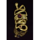 ROMANO-EGYPTIAN GOLD SNAKE RING WITH STONES