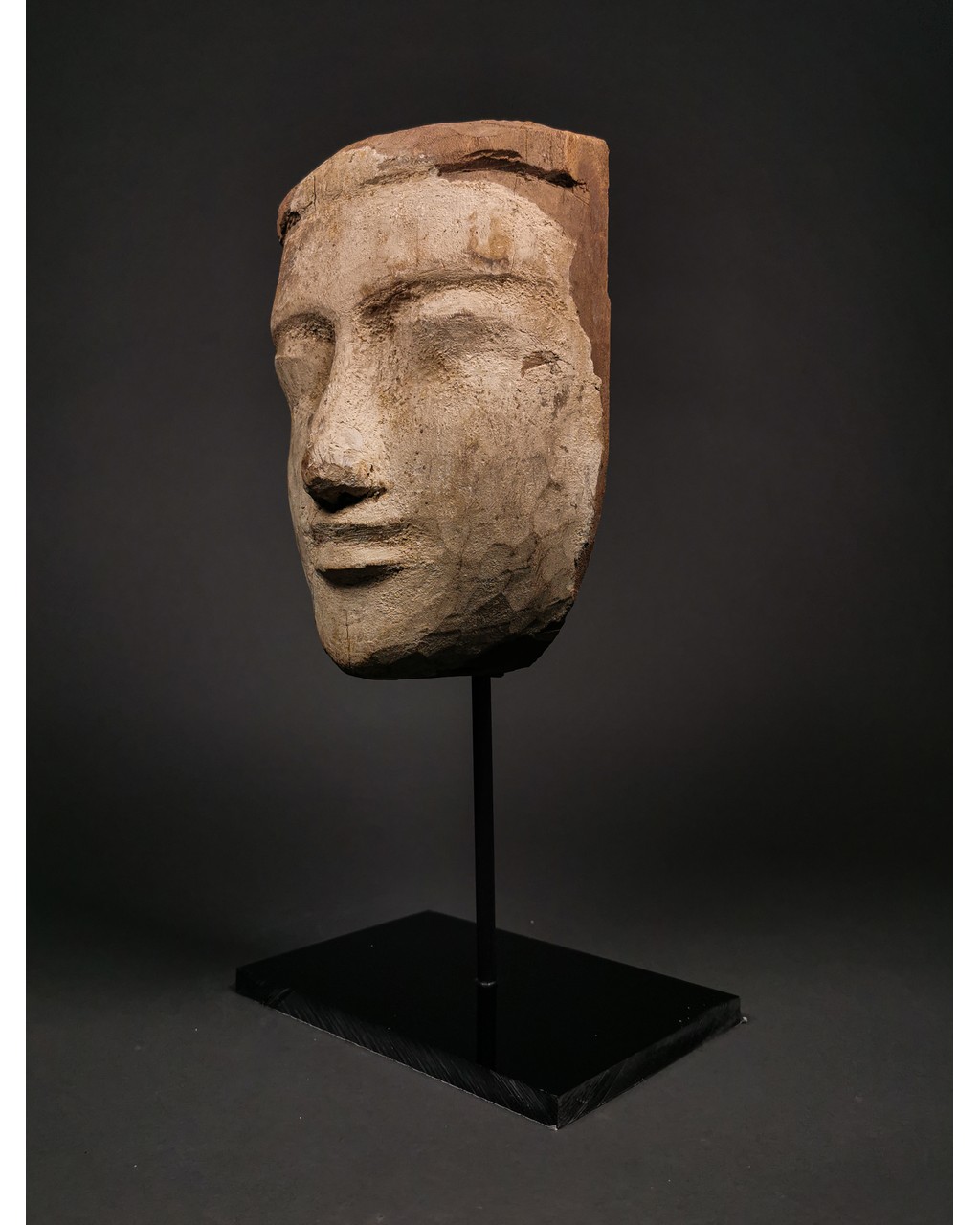 EGYPTIAN WOODEN MASK ON STAND - Image 3 of 7