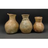 A LOT OF ROMAN GLASS FLASKS (3)