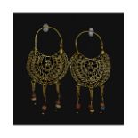 BYZANTINE GOLD EARRINGS WITH CROSSES AND BEADS