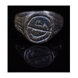 MEDIEVAL BRONZE RING WITH SYMBOLS