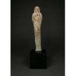 EGYPTIAN GLAZED USHABTI ON STAND