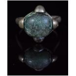 VIKING PERIOD SILVER RING WITH GEM