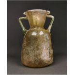 ROMAN GLASS FLASK WITH TWIN HANDLES