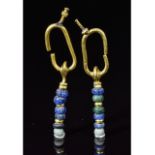 ROMANO-EGYPTIAN GOLD EARRINGS WITH BEADS