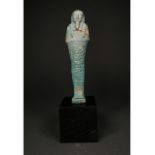 EGYPTIAN GLAZED USHABTI ON STAND