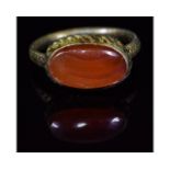 ROMAN GILDED SILVER RING WITH CARNELIAN