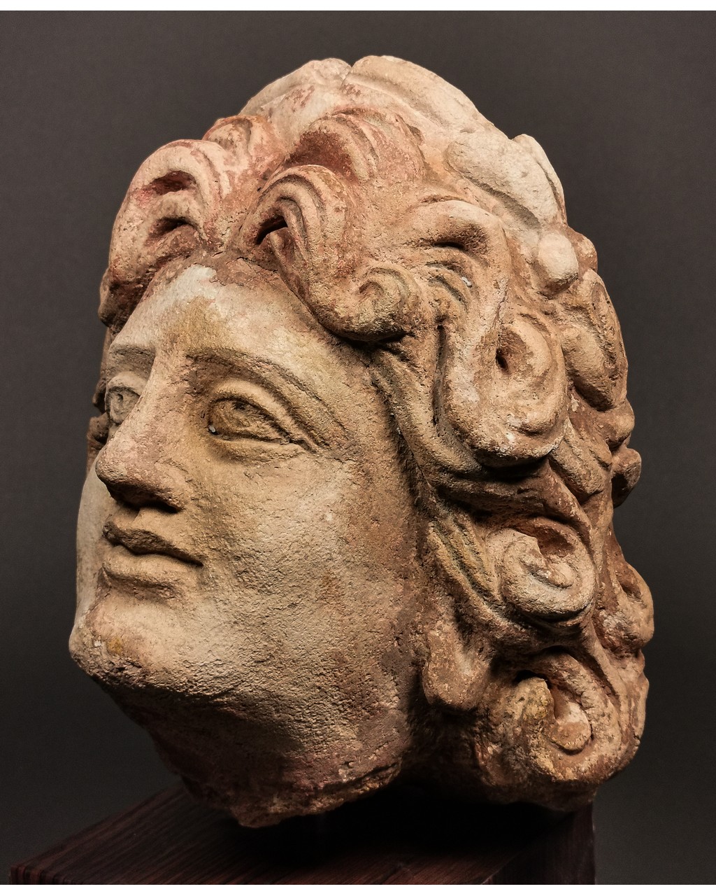 RARE GREEK LIMESTONE HEAD OF APOLLO