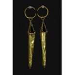 LARGE ROMAN GOLD EARRINGS WITH CONES