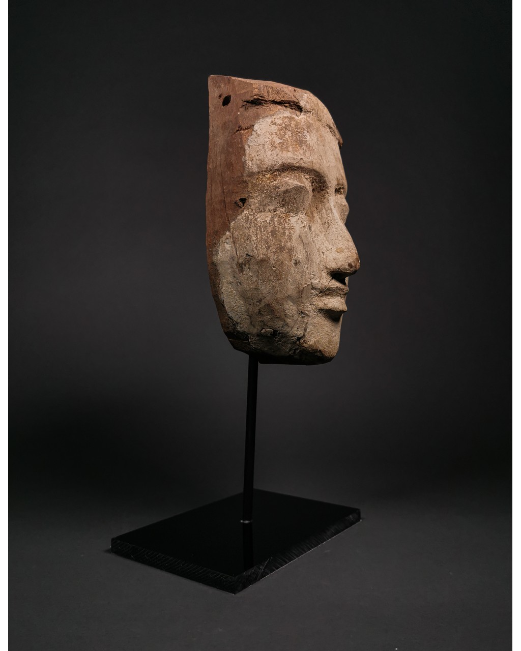 EGYPTIAN WOODEN MASK ON STAND - Image 5 of 7