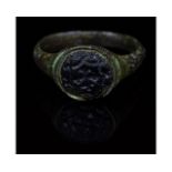 MEDIEVAL BRONZE RING WITH GEM